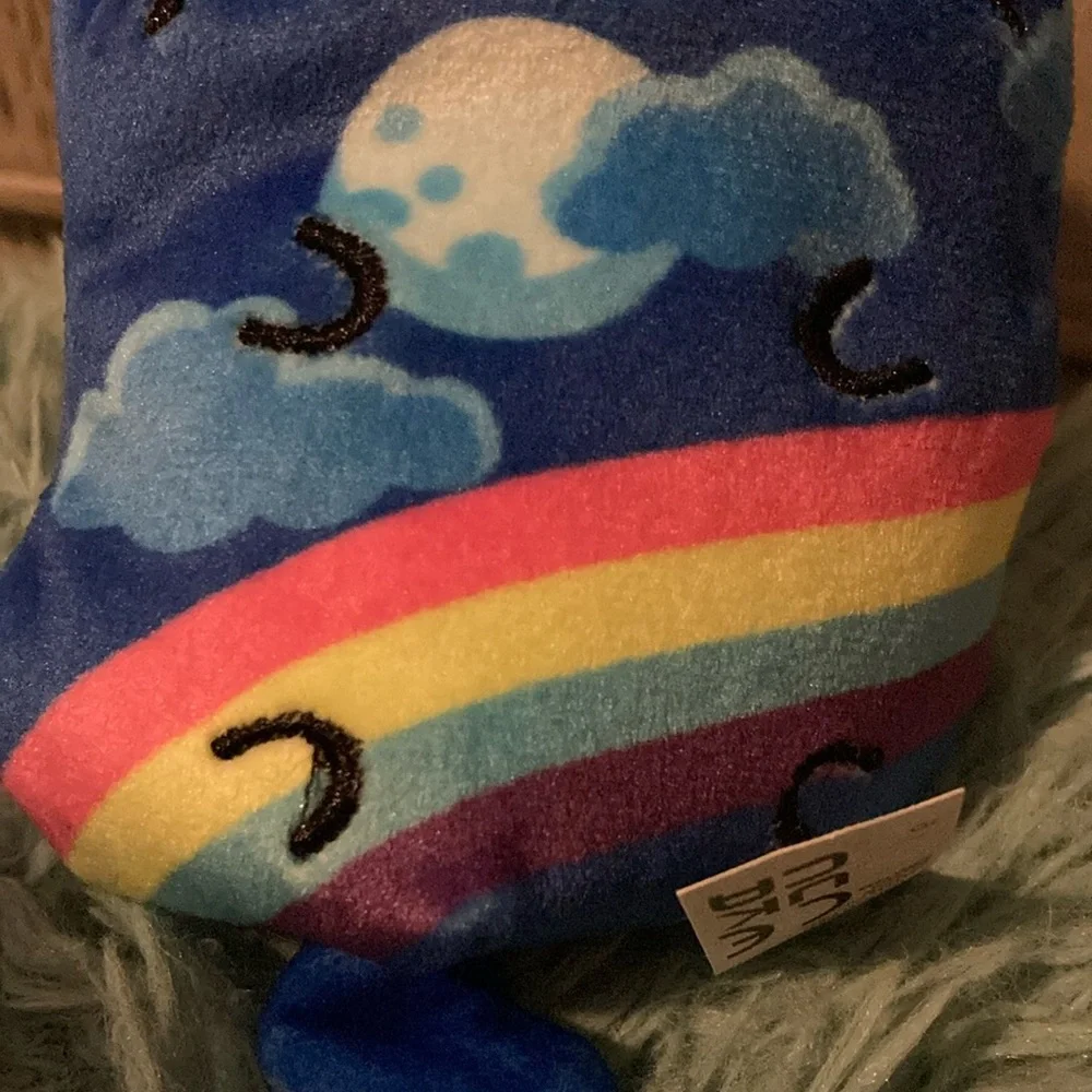 Cats vs pickles Blue Cat Plush with Rainbow Design - Picture 5 of 13
